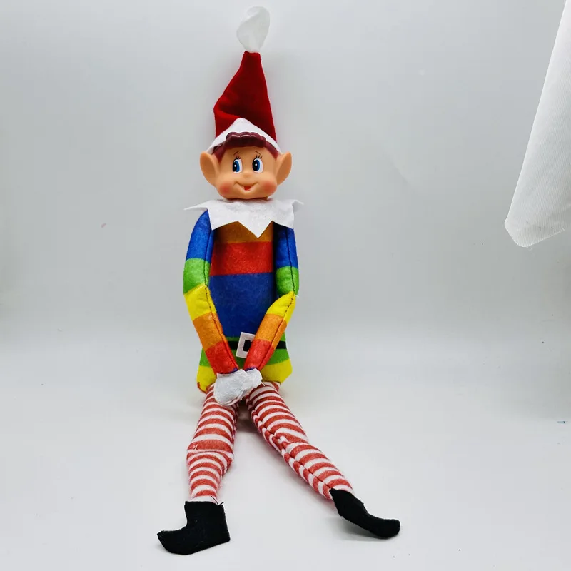 40cm Christmas Elf Doll for Kids Mini Toy Elf Dolls for Christmas Poseable Little Elf Shelf Sitters with Dangling Legs