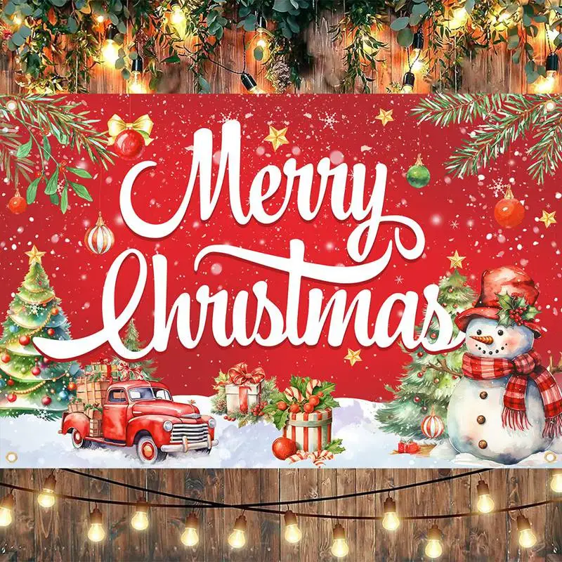 Merry Christmas Backdrop Banner Santa Snowman Background Christmas Decorations for Home2024 Navidad Noel Xmas Gifts NewYear 2025