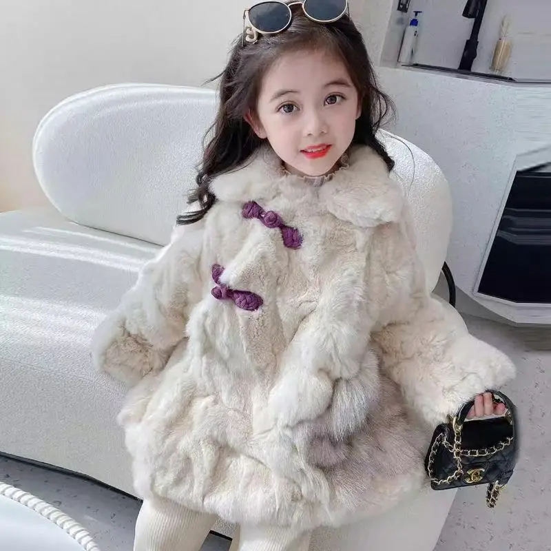 

Autumn/Winter Girls' Imitation Fur Coat New Children's Plush Thickened Pie Overcomes Baby Cotton Jacket Baby Girl Top 110-160CM