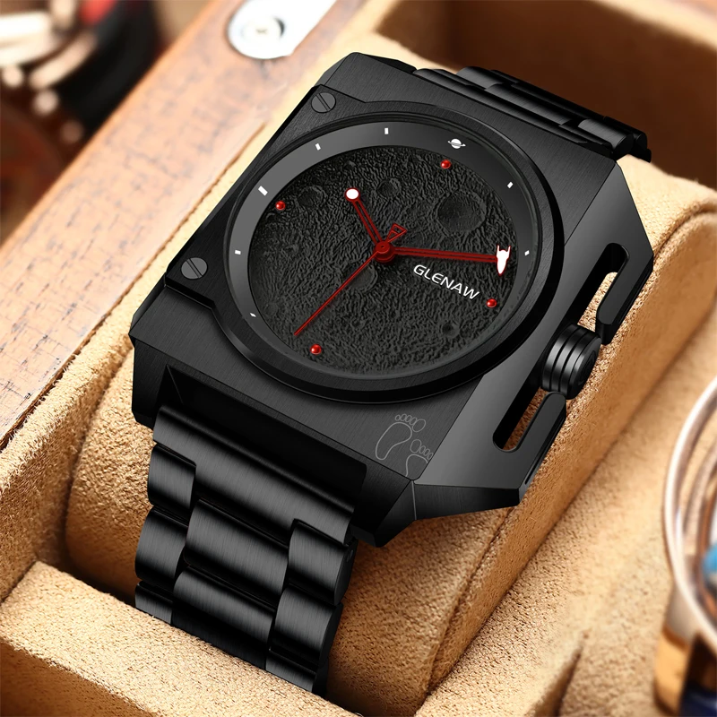 GLENAW Luxury Fashion Men's Watch Automatic Business Watch Stainless Steel Waterproof Mechanical Watch Men's Relogio Masculin