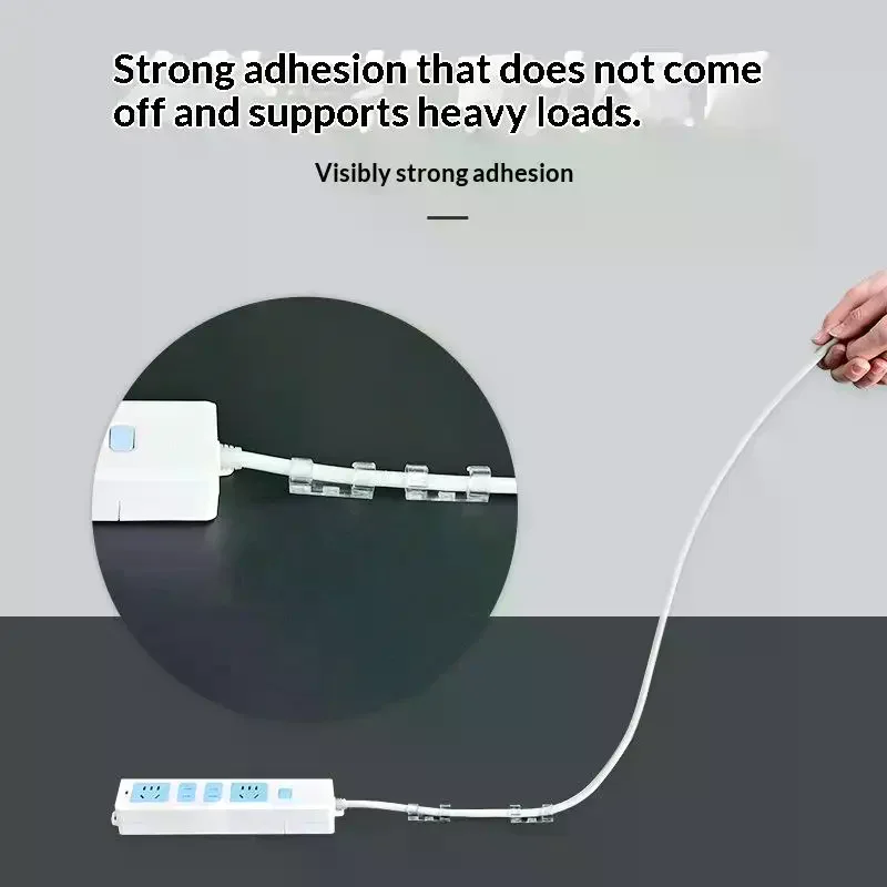 20 PCS Transparent Self Adhesive Cable Clips Strong Adhesion Easy Installation For Home Office Cable Organization