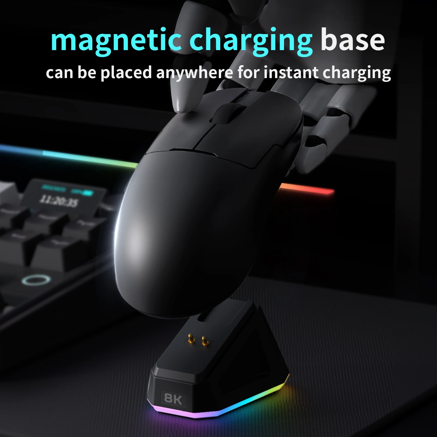 AJAZZAJ159 gaming mouse three-mode 8k wireless charging base lightweight professional gaming PAW3395 image 6