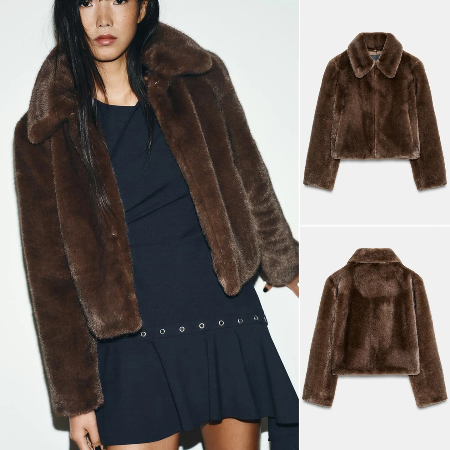 

Новое осеннее женское пальто с эффектом искусственного меха, длинными рукавами, отложным воротником, застежкой на пуговицах, 100% полиэстер