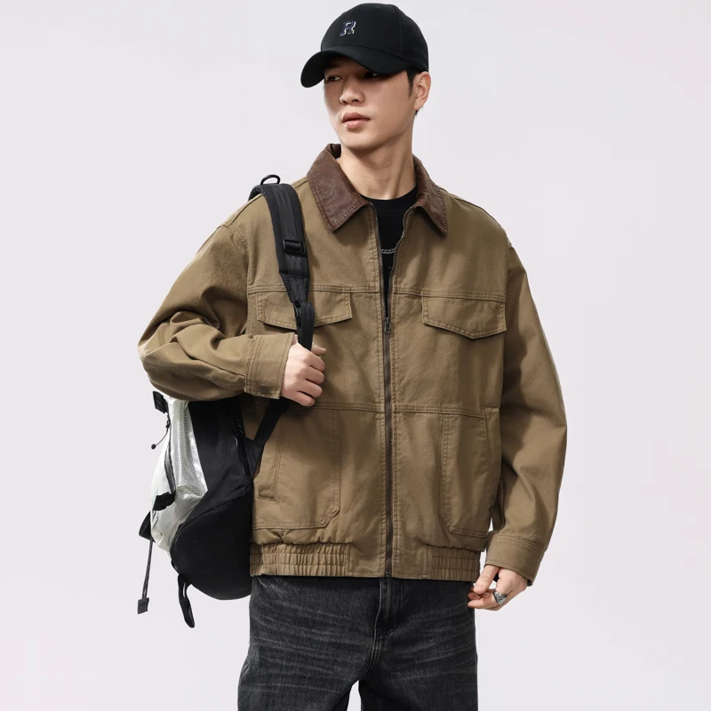 

Amekaji American Retro Barn Jacket for Men - 100% Cotton Vintage Workwear Style Oversized Coat Spring/Fall Casual Plus Size 4XL