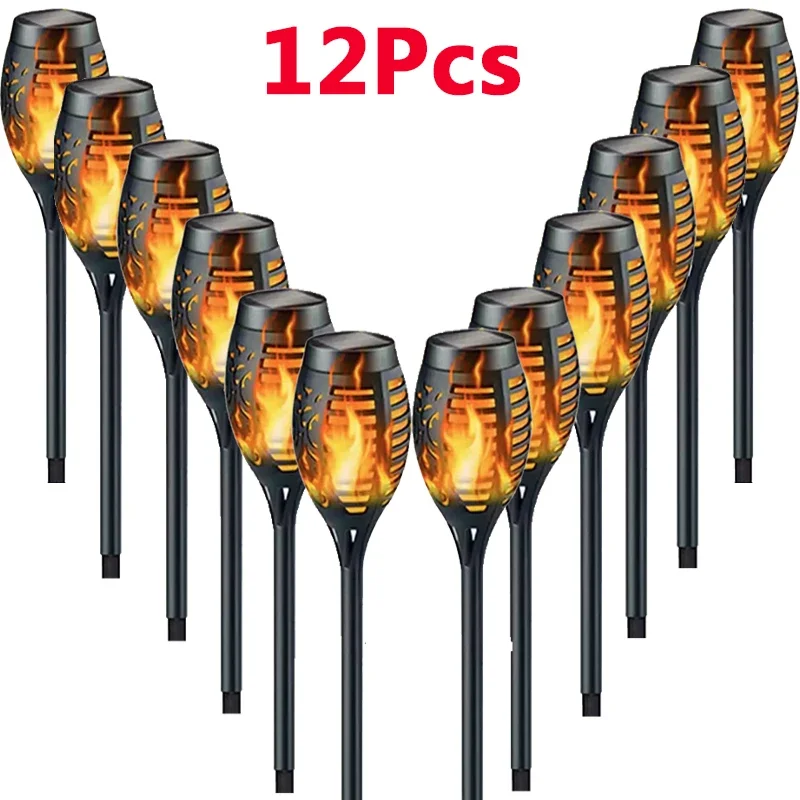 1-12 Stuks 12led Vlamzaklamp Op Zonne-Energie Flikkerend Licht Waterdichte Tuindecoratie Buiten Gazon Pad Tuin Patio Vloerlamp