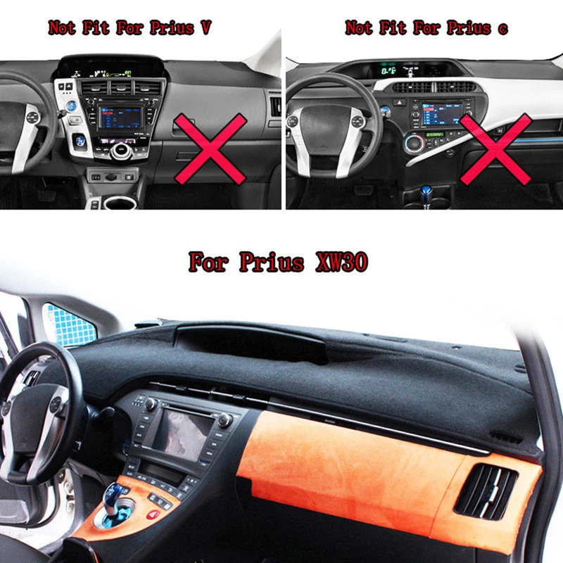 For Toyota Prius XW30 2010-2014 2015 Car Dashboard Cover Mat Pad Dash Board Instrument Sunshade Protector Carpet Rug Accessories 2