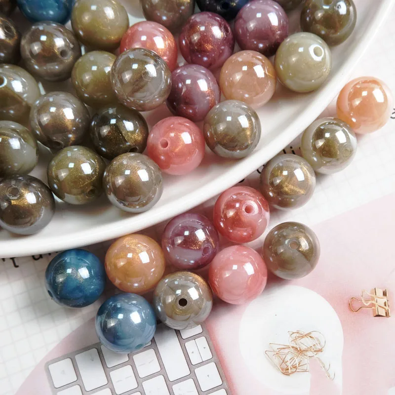 

100pcs 16mm 18mm 20mm Glitter Bing Round Pearl Style Acrylic Gumball Beads Fit GIrls Necklace Earring Bracelet Ornaments Decor