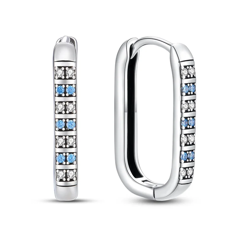 925 Sterling Silver Zirconium Geometric U-Shaped Earrings For Women Fashion Exquisite Birthday Anniversary Jewelry Gifts
