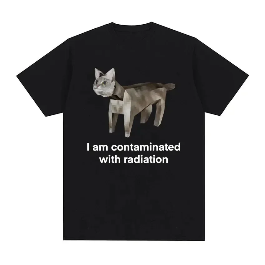 I Eat Cement Cursed Cat Funny Meme T Shirt dla mężczyzn Kobiety Moda Casual Koszulki z krótkim rękawem Męskie Ponadwymiarowe Bawełniane T-shirty Topy