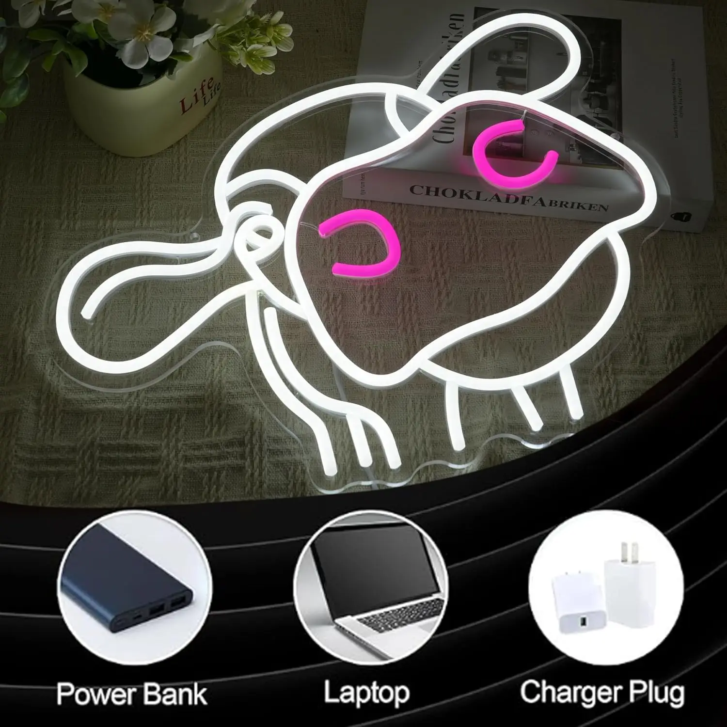 ป้ายไฟนีออนรูปวัว ไฟ LED นีออนรูปสัตว์ ตลกๆ ปรับความสว่างได้ผ่านพอร์ต USB เหมาะสำหรับตกแต่งบ้านสไตล์ฟาร์มเฮาส์ ห้องนอน ห้องนั่งเล่น คาเฟ่ งานปาร์ตี้ บาร์ ของขวัญ