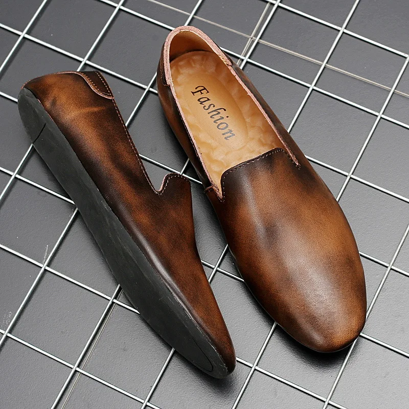 Doudou Shoes 2026 Four Seasons Korean Edition Versatile Personalized Casual Shoes Small Leather Shoes Flat Bottom Men's Shoes