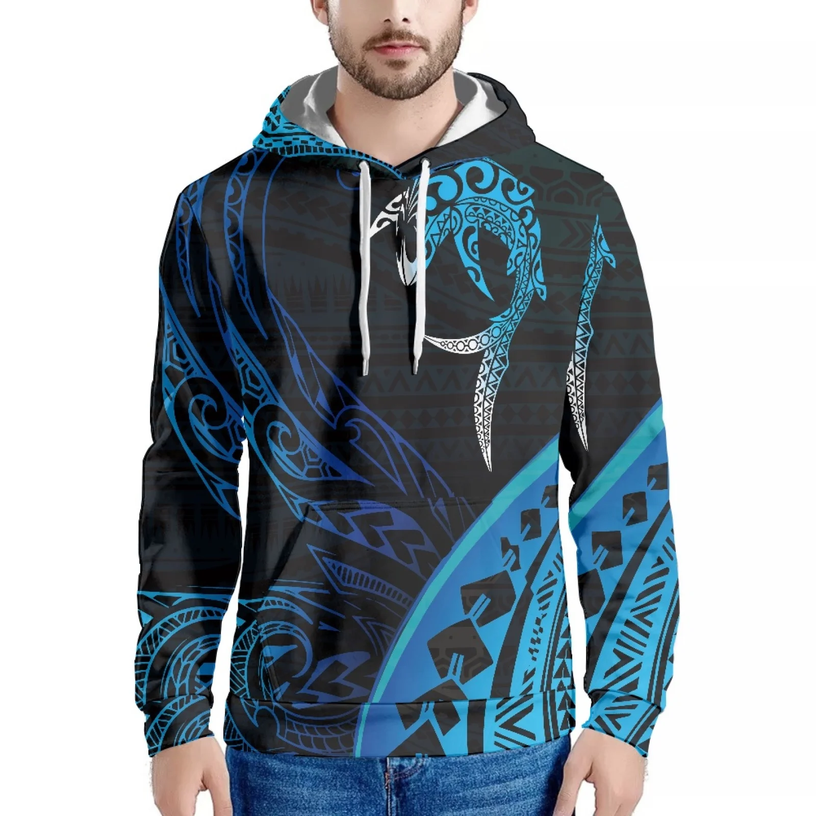 Pink Tattoo Polynesian Graphic Design Print Hawaiian Sweatshirt Long Sleeve Fashion Hoodie Slim Men's Hoodie Fall/Winter