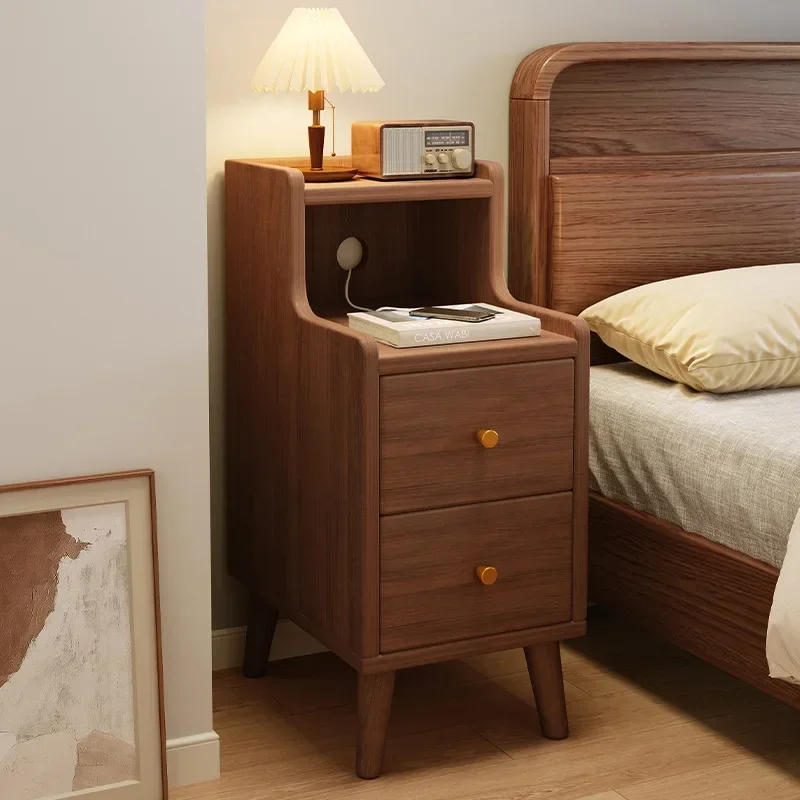 Multi-functional Household Goods Bedside Table Solid Wood Ultra-narrow Bedside Storage Small Cabinet Mini Locker