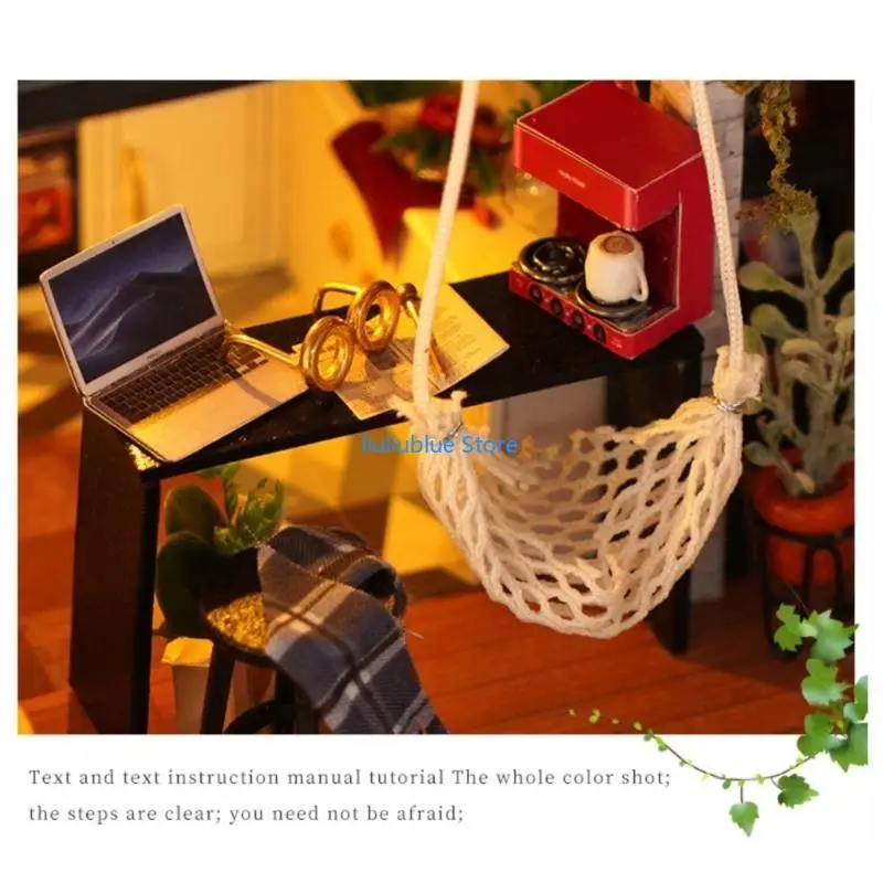 DIY Dollhouse Miniature พร้อมเฟอร์นิเจอร์ Mini House Craft ของขวัญสำหรับวัยรุ่น 62CF