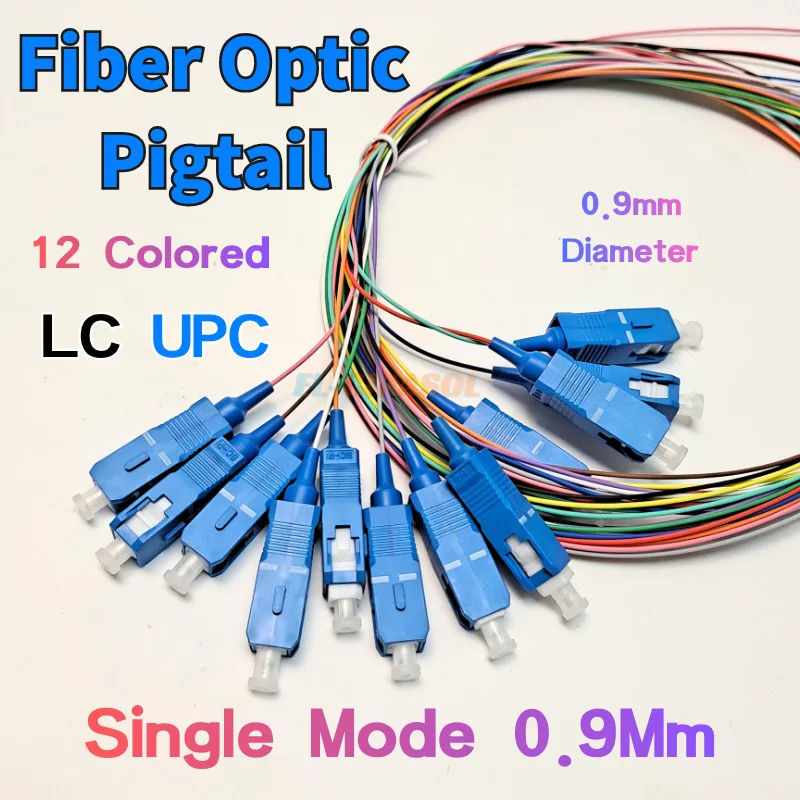 

10Pcs 12Core SC/APC LC/UPC Single Mode Fiber Pigtail Colorful Pigtail 0.9mm LZSH SM Optical Jumper Cord 1.5 Meter Patch Cable