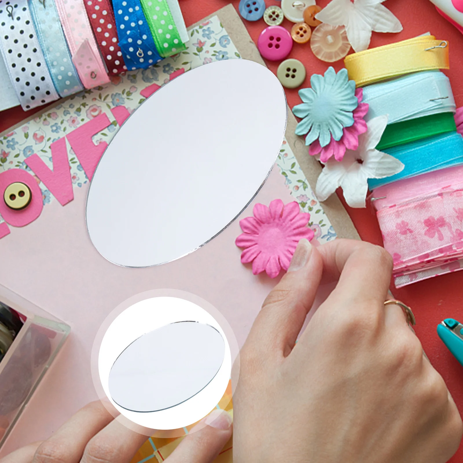 20Pcs Unfinished Oval Mirror Lens for DIY Makeup Mirror - Mini Compact Small Portable Craft Kit Women Gift