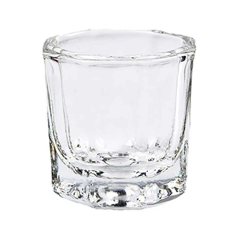 Vidro de cristal para misturar pó acrílico líquido copo de unhas dappen prato tampa tigela suporte de copo equipamentos ferramentas de unhas 1pc