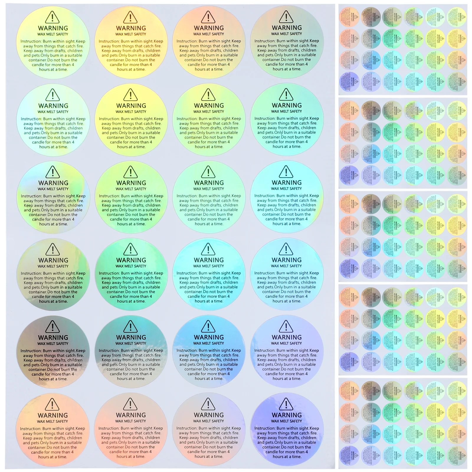 

10 Sheets Safety Stickers Warning Labels Jar Glass Container Adhesive Warning Decals Wax Circles Protective