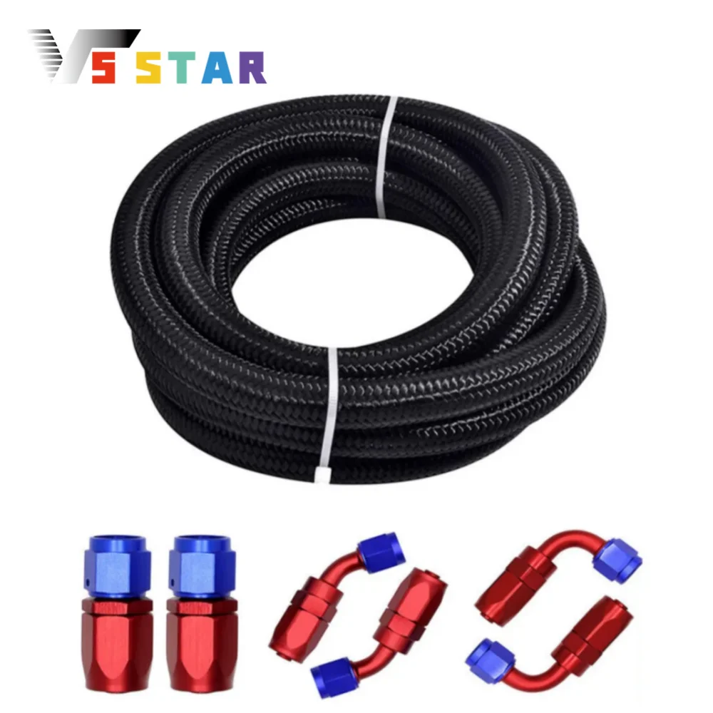 

Высококачественный комплект топливного шланга 6AN 10 футов, нейлон и плетеный масляный поворотный черный + 6 шт. фитинг для шланга для смазочных материалов