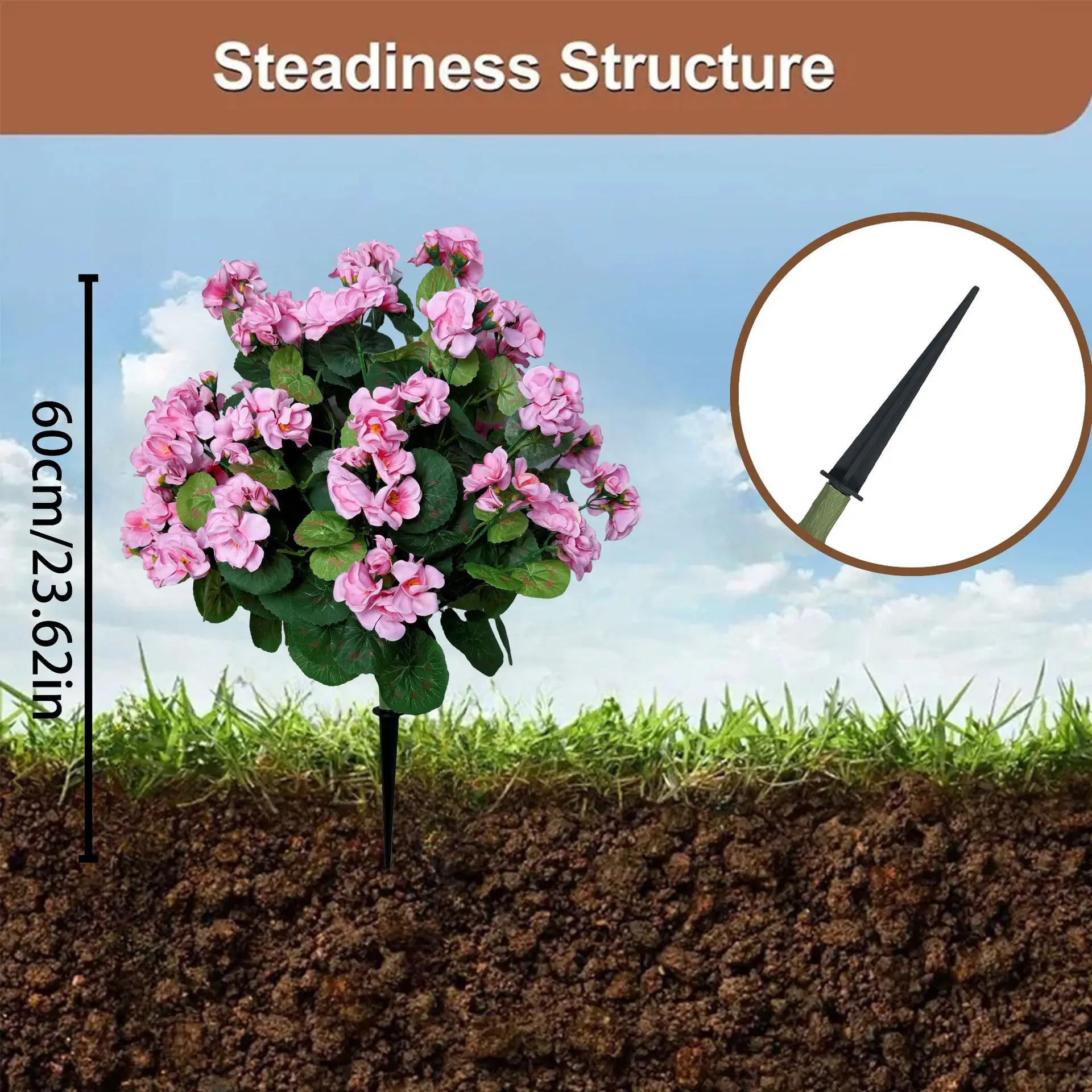 

Artificial Flower Ground Pile Simulation Crabapple Flower Geranium Ground Plug Outdoor Decor Ground Plug Tree Plants Decoration