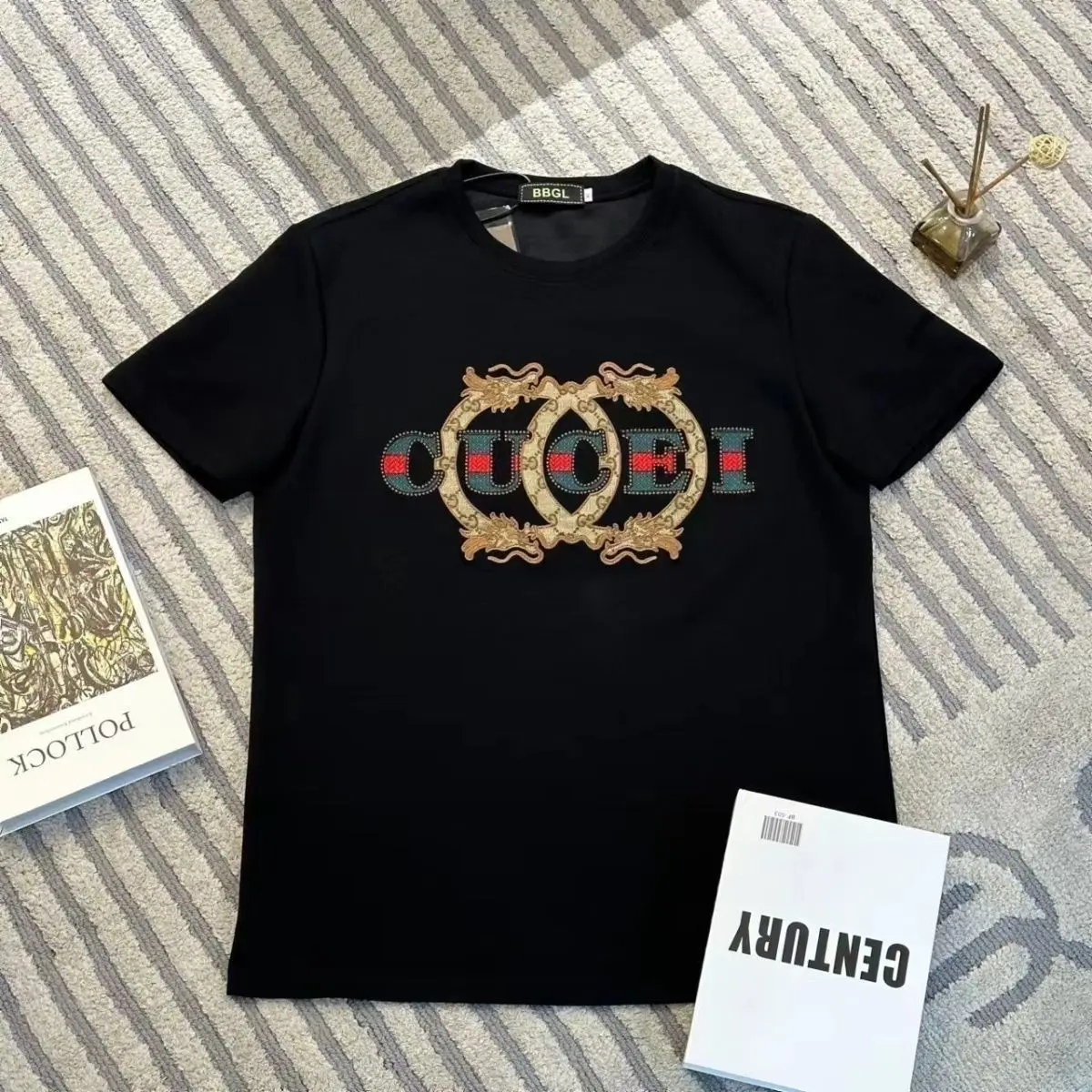 

American Fashion Brand Printed Short Sleeve Men's and Women's T-shirt 2025 New Heavy Couple Base Shirt