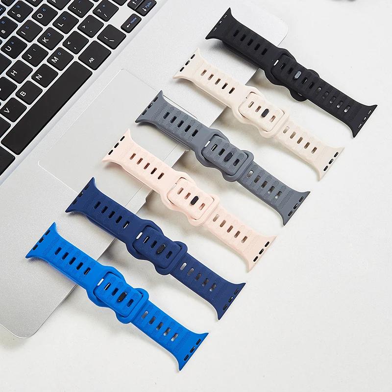 Bracelet sport en silicone pour Apple Watch Band, 40mm, 45mm, 42mm, 41mm, 49mm, 44mm, Bracelet ultra souple pour iWatch Series 7, SE, 3, 4, 5, 6, 8, Correa