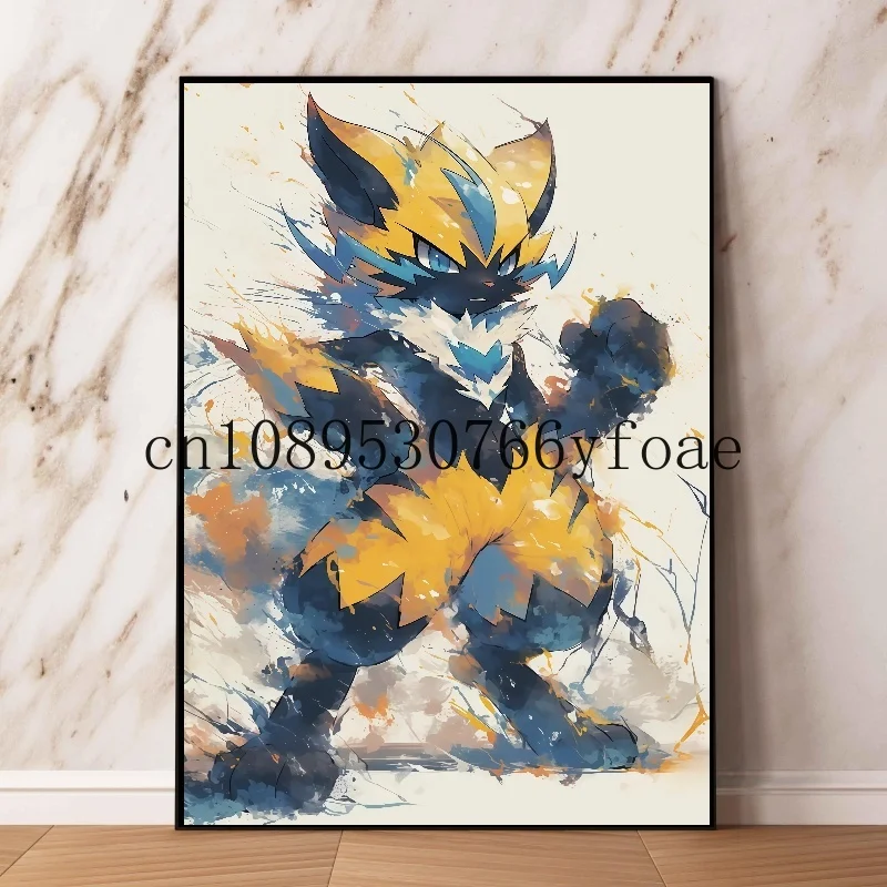 Poster Anime Klasik Jepang Pokemon Zeraora Gambar Dekorasi Seni Dinding Lukisan Kanvas Cat Air Dekorasi Ruangan Modern Hadiah Anak-anak