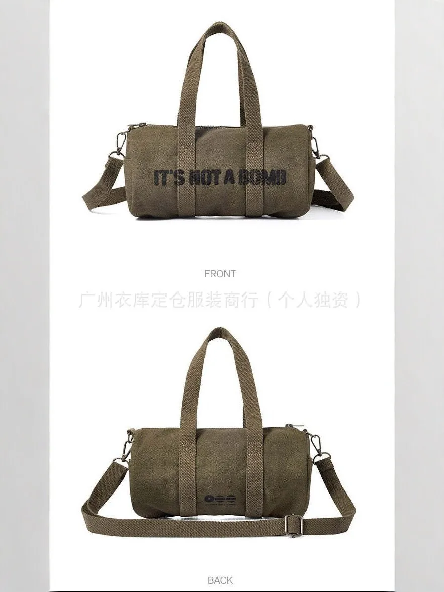 army Light Stick Bag Fan cylindrical bag for women 2026 new large capacity portable crossbody fitness bag street style