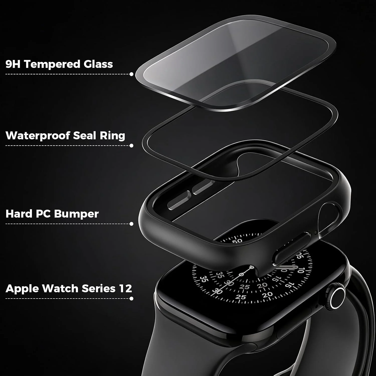 PC-Schutzhülle für Apple Watch 46 42 44 40mm 41mm 45mm 38mm Bildschirmschutz-Stoßfänger für iWatch Serie 12 11 10 9 8 7 6 SE 5 – Detail 7