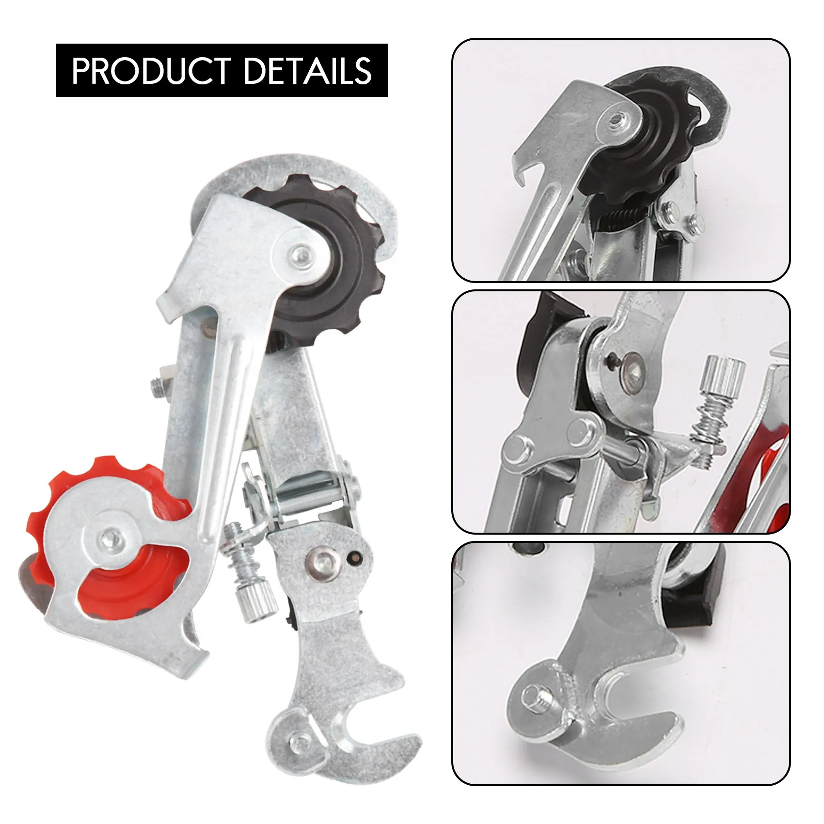Racing Bicycle Part Silver Tone Metal 3-7 Speed Rear Derailleur