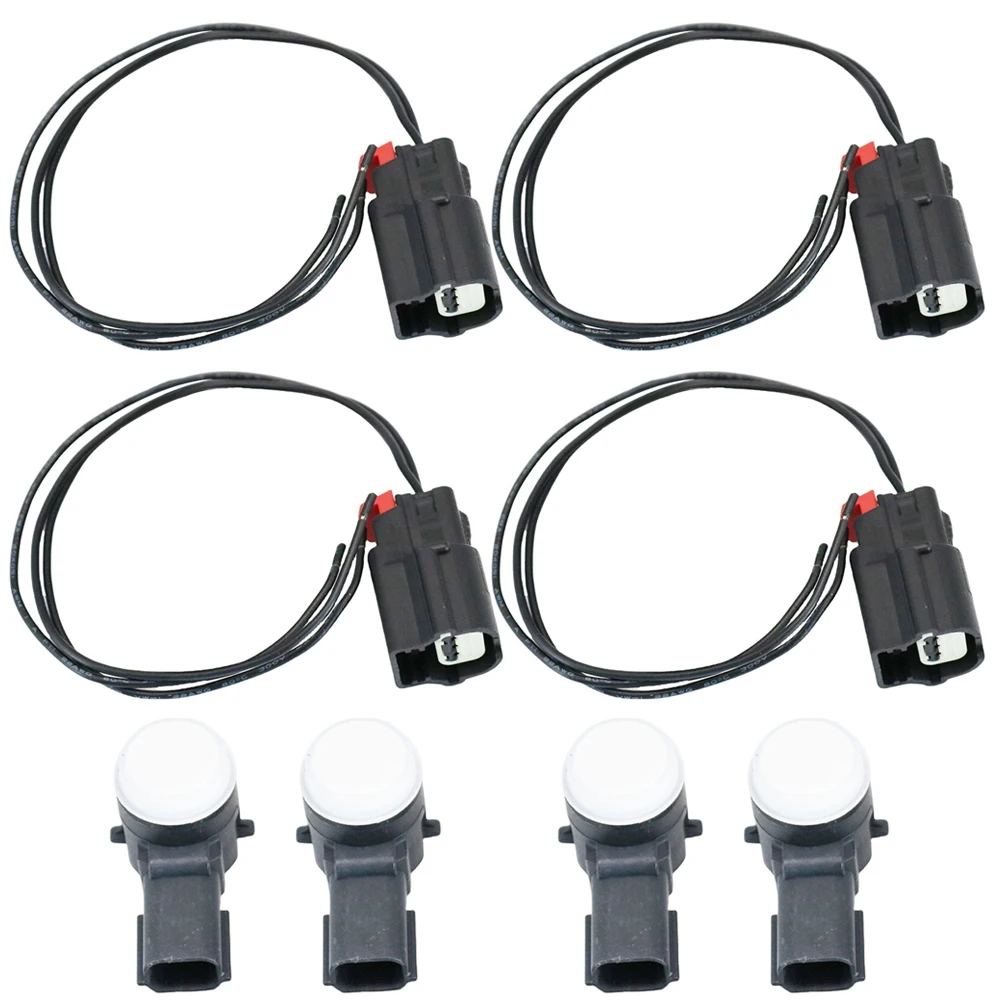 Parking Assist Sensor with Connector White Reversing Sensor and Connector Compatible forGMC Sierra 1500/2500 HD/3500 HD/Yukon/Yukon XL 2015-2017 Replace 23428268/52050134/84153946 4PCS