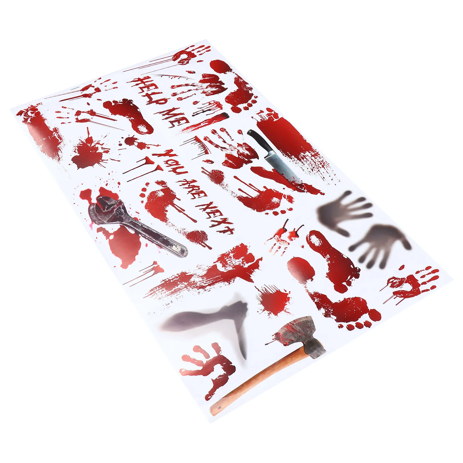 

2Pcs Bloody Handprint Footprint Sticker Pack PVC Halloween Wall Sticker Scary Realistic Blood Splatter Decal for Windows Doors