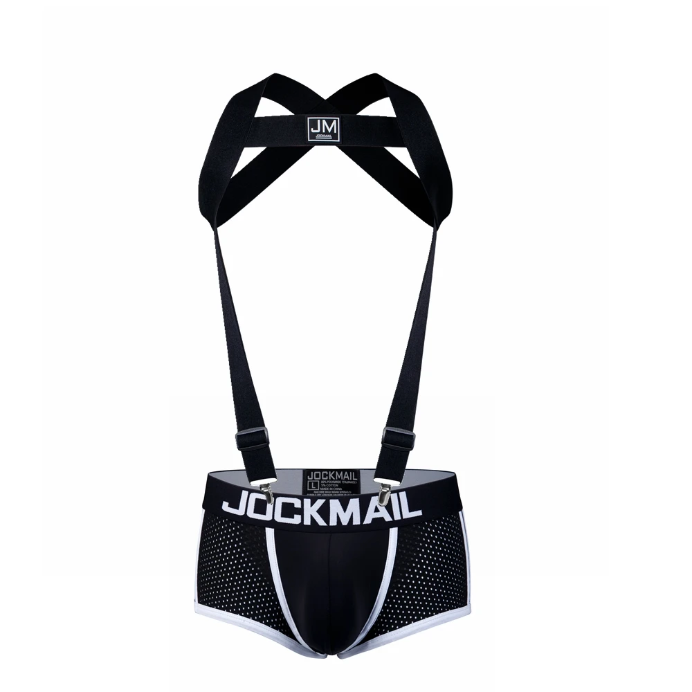 

JOCKMAIL Body Harness Adjustable Elastic Strap Detachable Split-type Give Away Sexy Men Underwear Boxer Black Breathable Sets