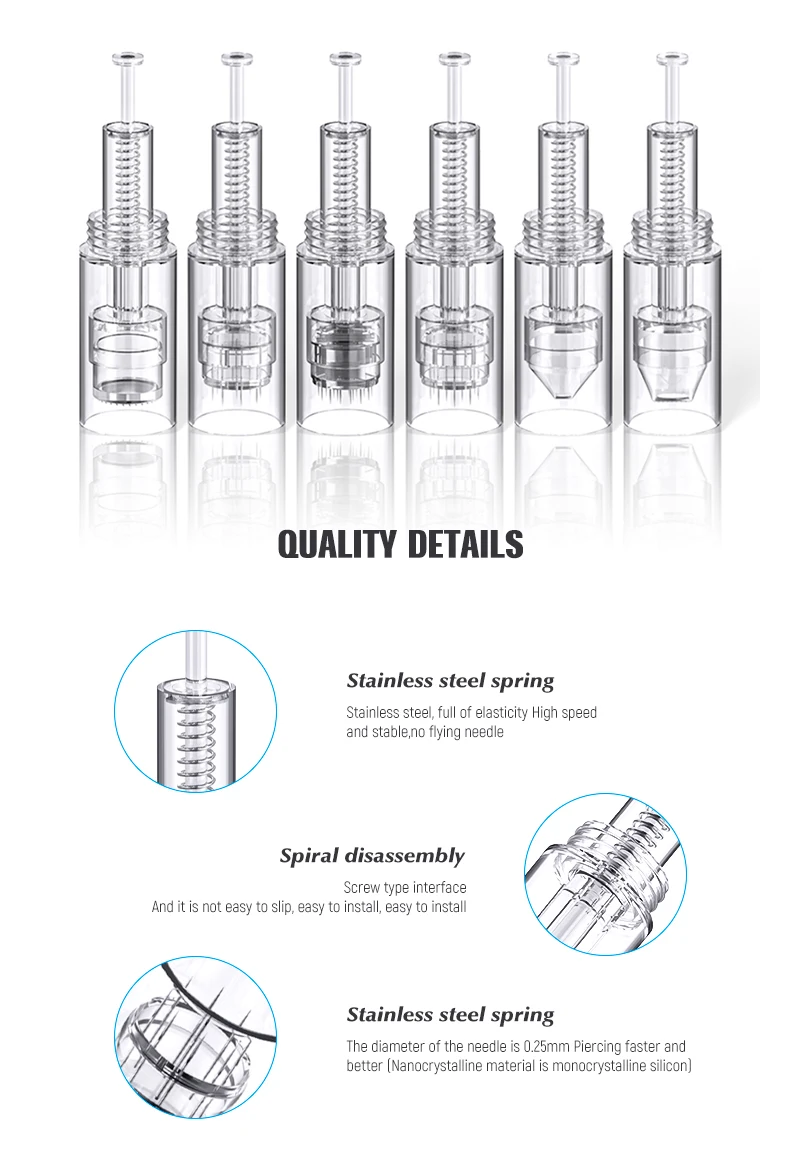 50 Stück/100 Stück Derma-Pen-Nadeln für MTS Microneedling Schraubnadeln 9/12/24/36/Nano Kartuschen-Spitzennadeln – Detail 3
