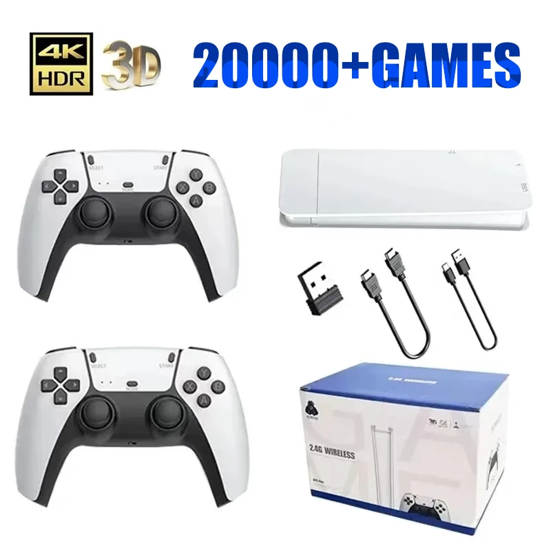 M15 4K Game Stick TV Video Game Console 64G Built-in 20000 Games Retro Handheld Game Player With Wireless Controller Gamepad