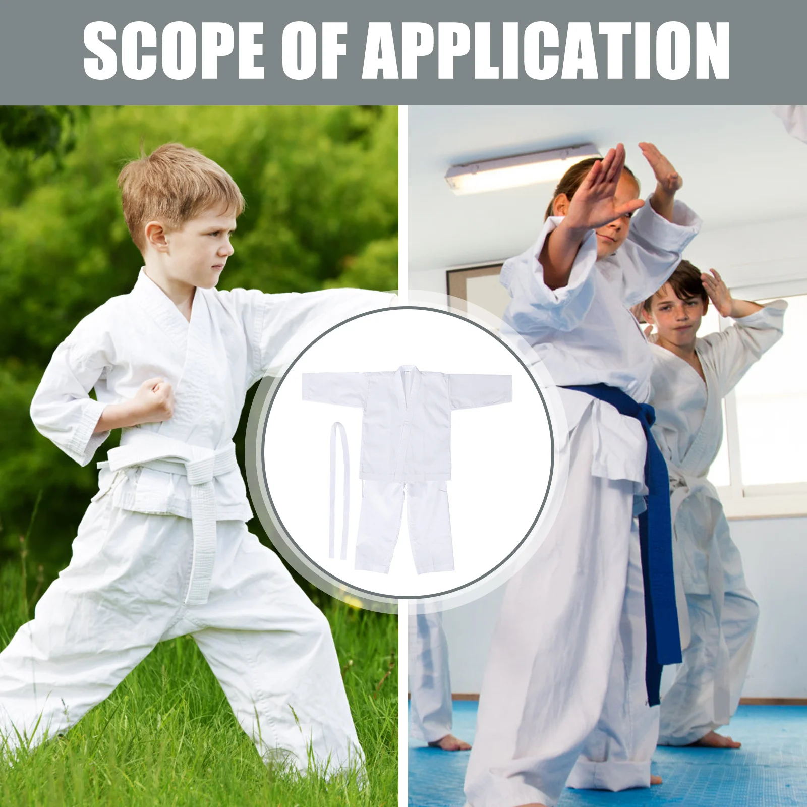 

1Set Karate Costume Professional Durable Training Clothes Reinforced Stitching Elastic Waistband Suitable Adult Teens Workout