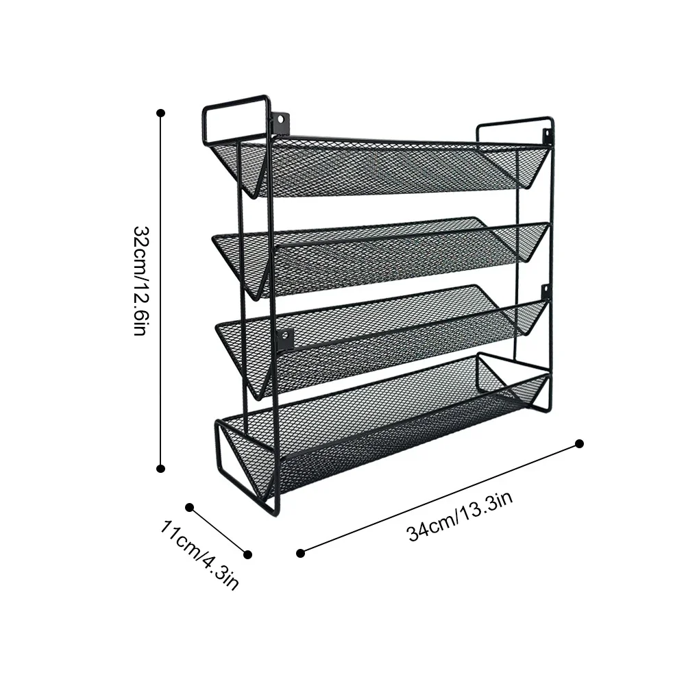 4 Tier Seasoning Organizer Space-Saving Metal Kitchen Countertop Organizer Spice Storage Holder for Kitchen Countertop