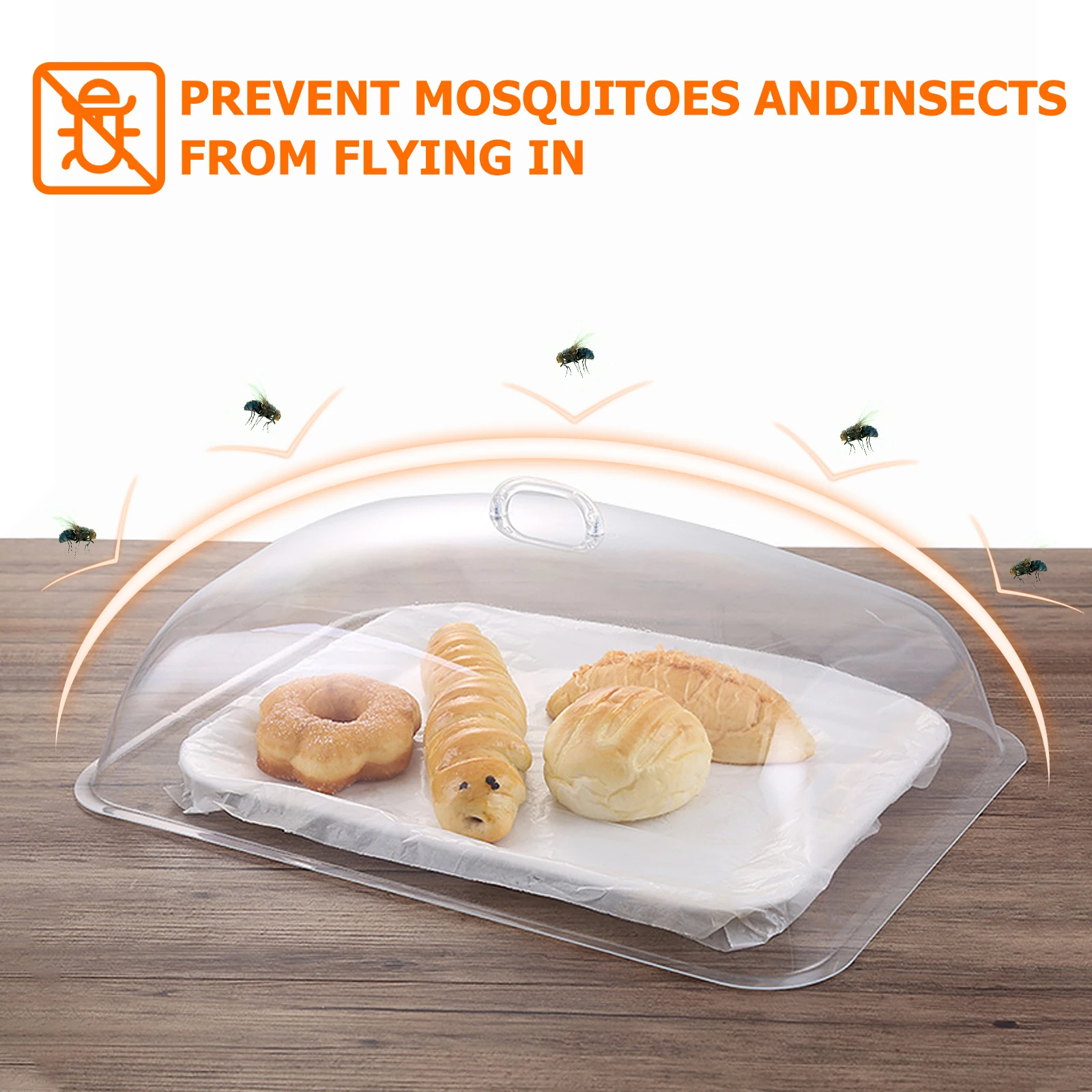 

Rectangular Plastic Cake Cover Fresh Preservation Lid Clear Acrylic Dome Sturdy Food Cover Dust Proof Snack Protective Kitchen