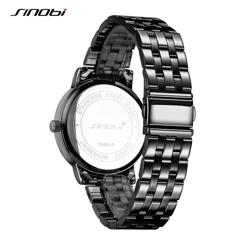 SINOBI New Design Men\'s Quartz Watches Original Calendar Week Display Mans Wristwatches Stainless Steel Top Luxury Male Business