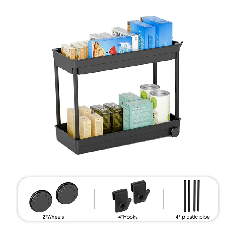 AB42-Kitchen Sink Shelf 2 Tier Multi-Purpose Storage Shelf Multi-Purpose Storage Shelf With Hook
