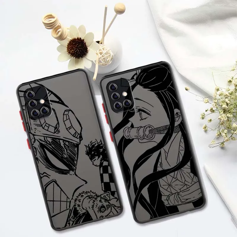 

DemonSlayer Cartoon Anime For Samsung A73 A72 A71 A55 A54 A53 A52 A51 A35 A25 A15 A14 5G Frosted Translucent Phone Case