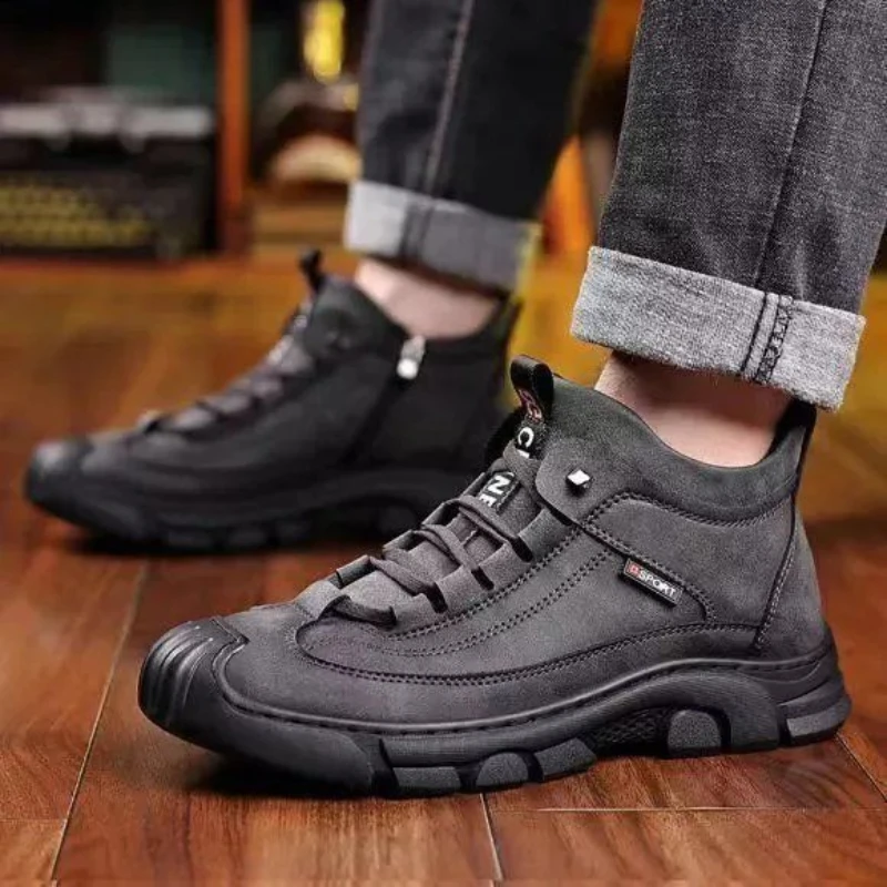 Inverno masculino moda sapatos de algodão engrossado de alta qualidade forro de lã botas de neve à prova de frio versátil esportes ao ar livre sapatos