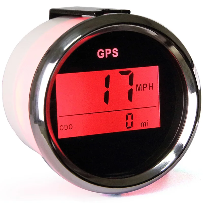 Auto Sog 0-999Km/H Mph Knots Display GPS Speedometers 52mm Odometers Speed Indicators with Red Backlight and Antenna for Boat