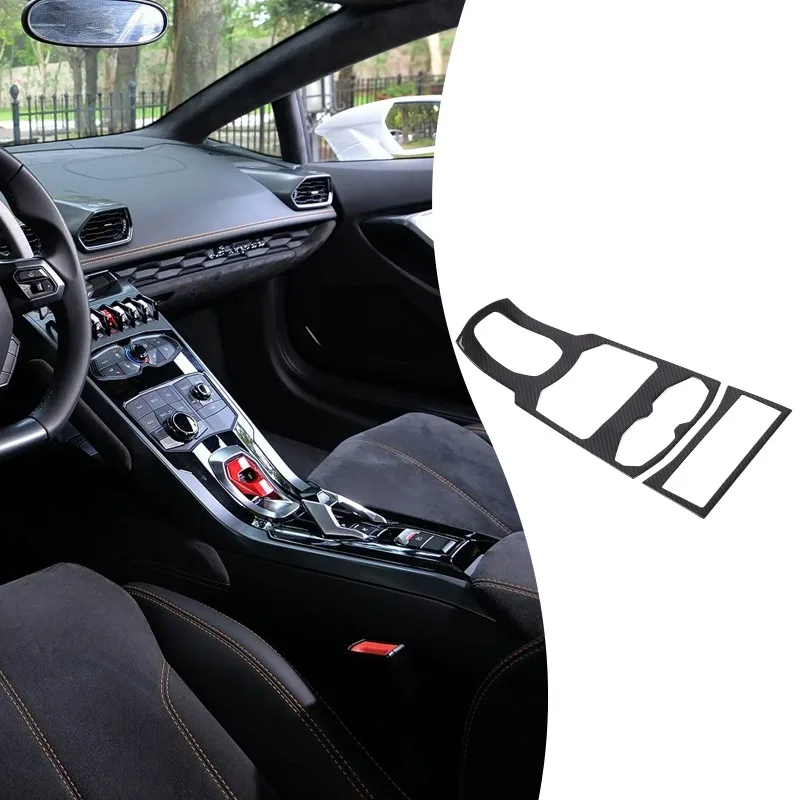 Real Carbon Fiber For 2014-2018 Lamborghini Huracan 580/610 Center Console Multimedia Button Frame Panel Sticker Car Accessories