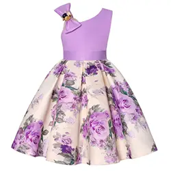 Lavender Flower Girl Tutu Dress Rose Bow Flower Kids Lavender Dress Wedding Bridesmaid Kids Clothes for Girls 2-10 Years Girls