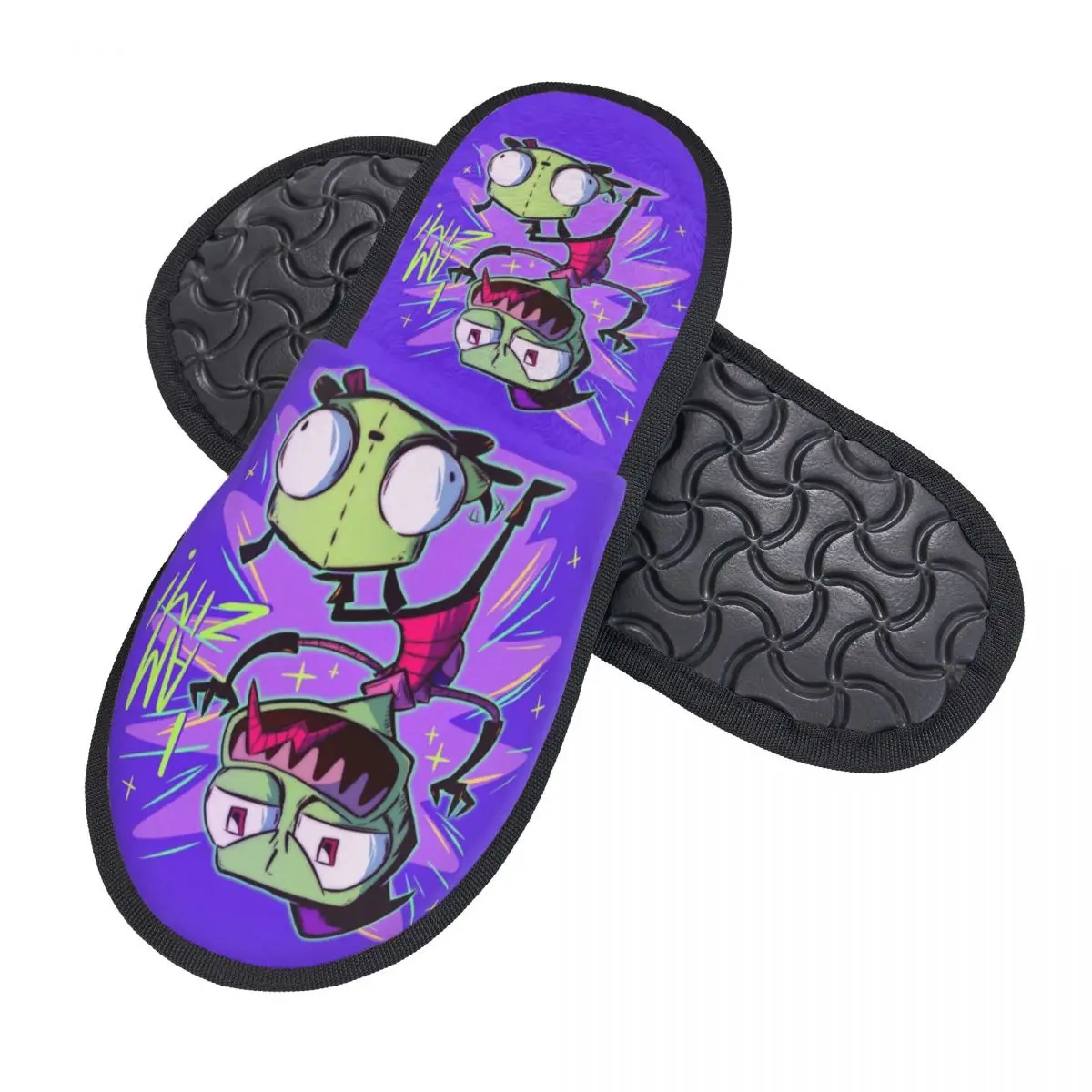 Benutzerdefinierte Druck Frauen süße Cartoon I-Invader Z-Zim Hausschuhe gemütliche warme Memory Foam flauschige Slipper Indoor Outdoor Schuhe