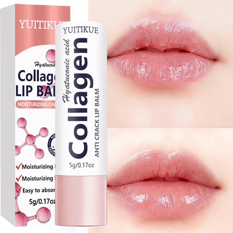 YUITIKUE Moisturizing Collagen Lip Balm, With Hyaluronic Acid, Delivers Long-Lasting Hydration for Smooth, Plump Lips