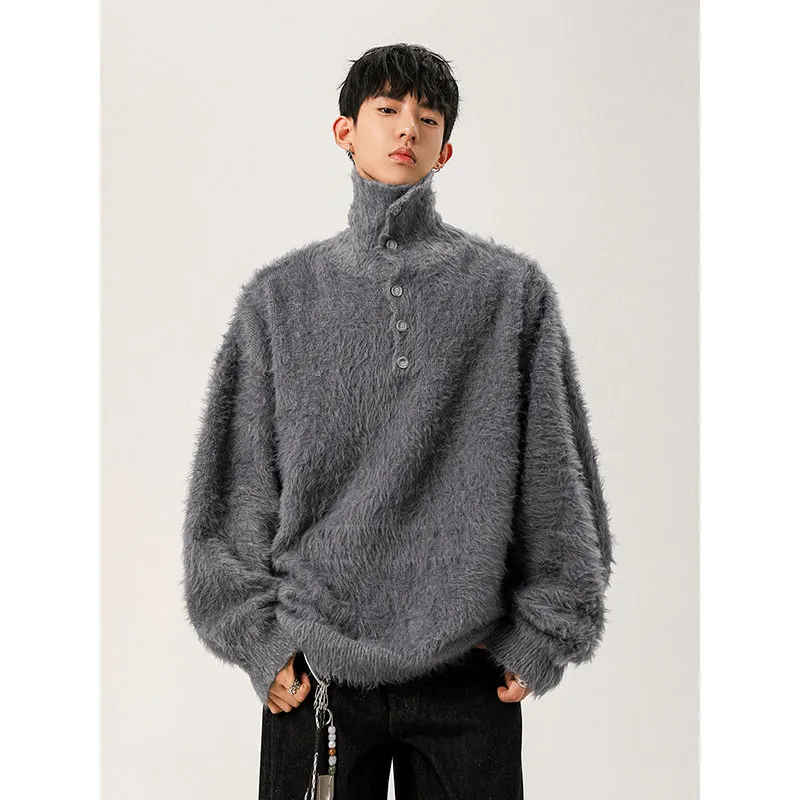 

Мягкий корейский свитер Camere, свободный повседневный трикотаж с высоким воротником для мужчин и женщин, осень-зима, ленивый свободный Sle