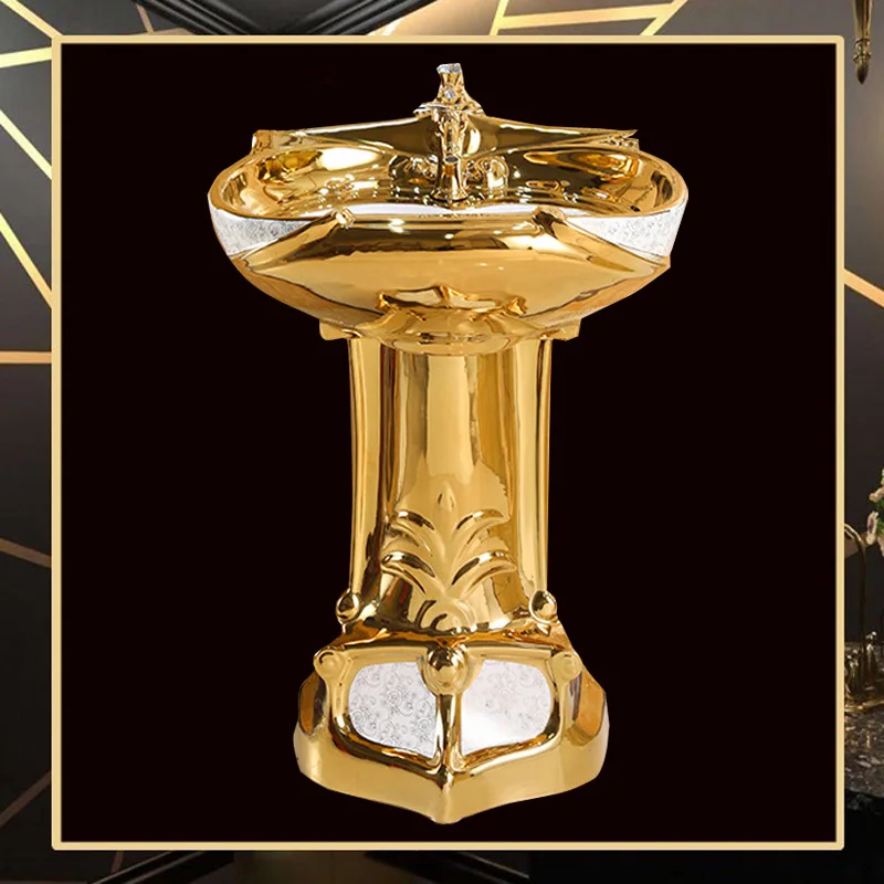 

Local tyrant gold pillar basin golden washbasin split floor