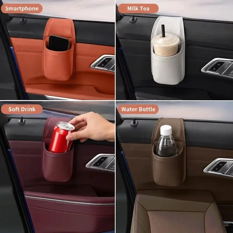Neuer Auto-Tür-Getränkehalter aus Premium-Leder, Seitentasche zur Aufbewahrung von Brillen, Flaschen und Telefonen – Detail 4
